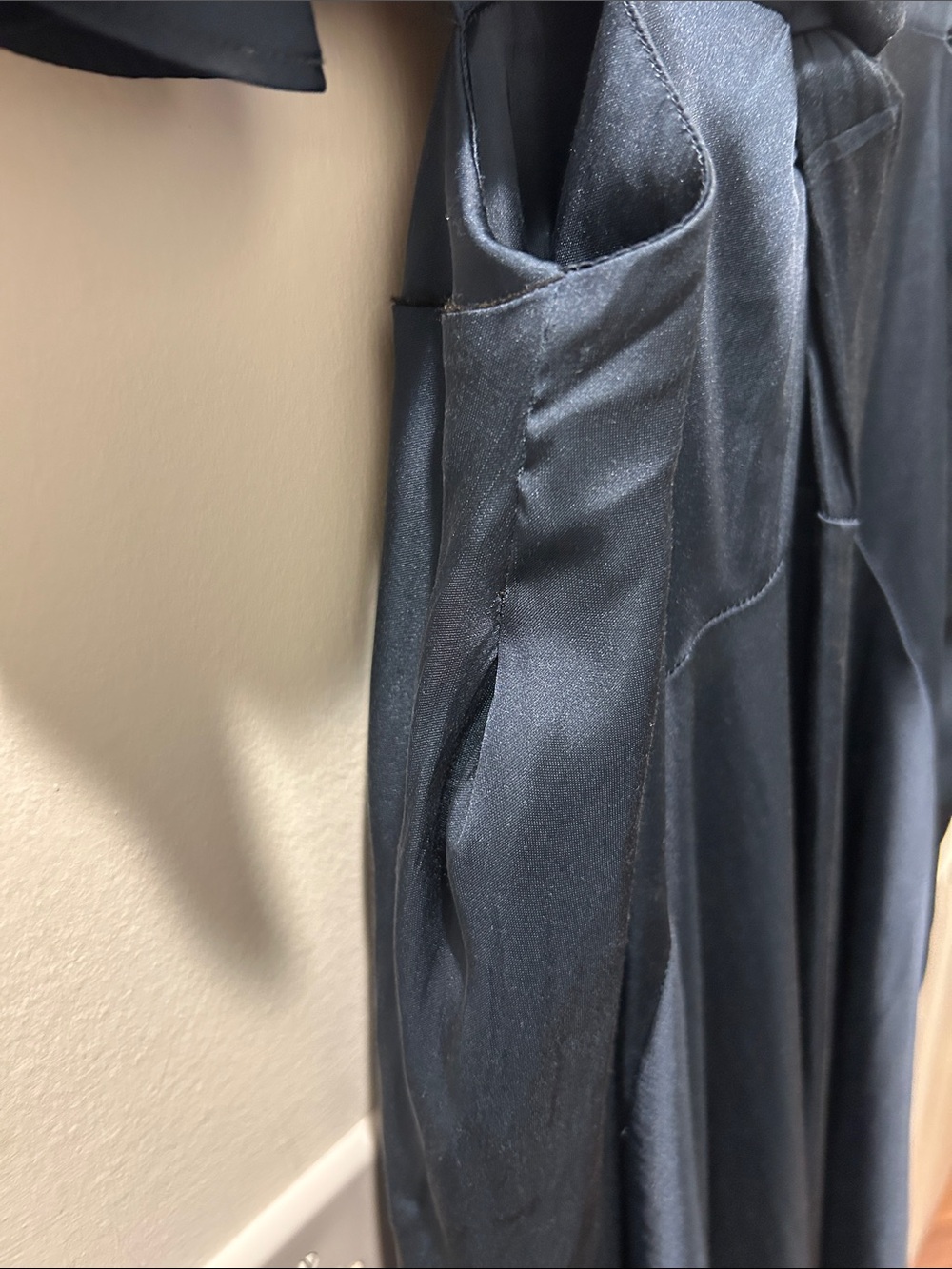 Maje Navy Blue Maxi Dress with Waist Tie - Picture 3 of 9